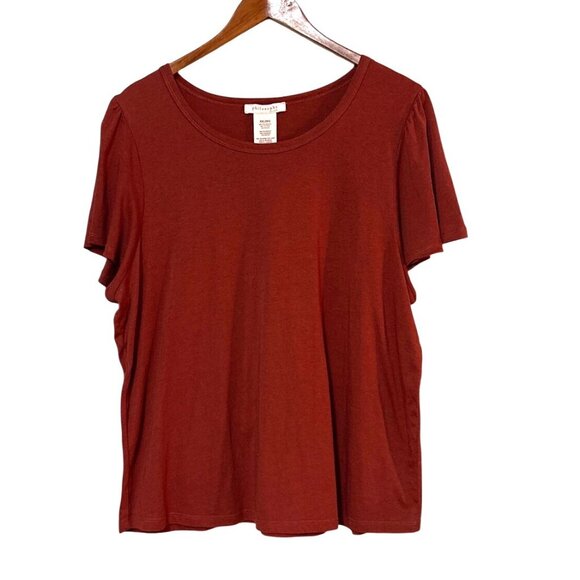 Philosophy Tops - Philosophy Womens Rust Short Sleeve Top XXL/2XG Soft Blend Casual Wear 50% Polye